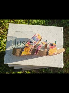 Josef Seibel Floral Cork Slide Sandal  Multicolor 6.5